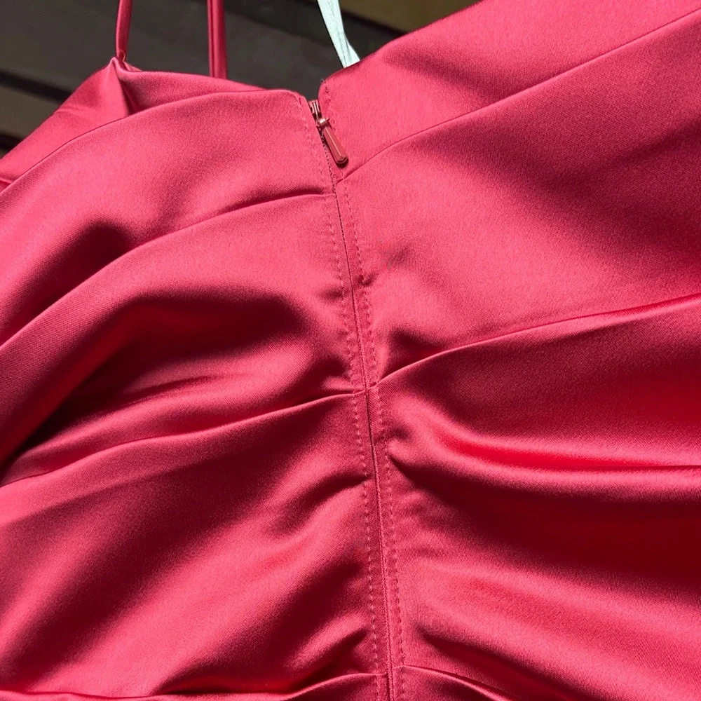 David's Bridal Vibrant Galina figure Sculpting color Apple Maxi Dress - Picture 4 of 4